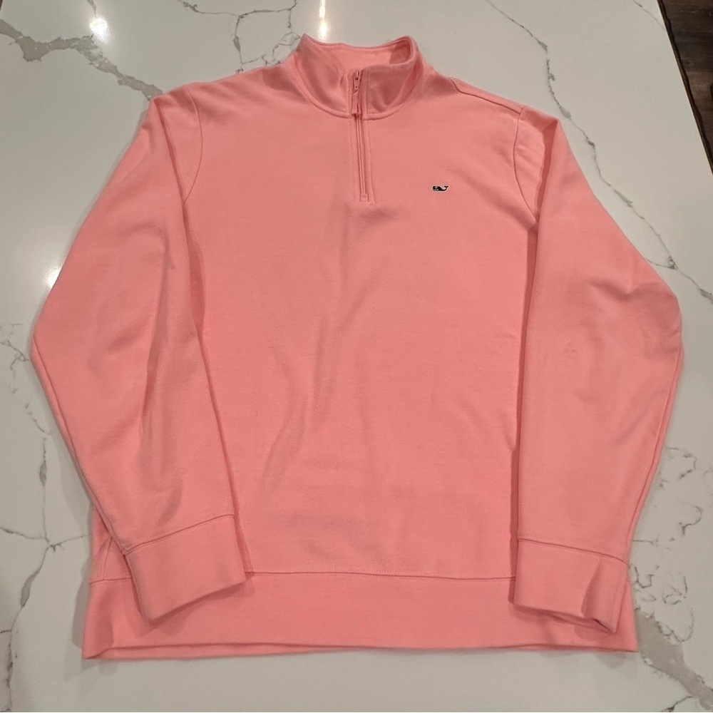 Vineyard Vines 1/4 Zip Pullover Sweater Pink Mens L Shep Golf Preppy Coastal